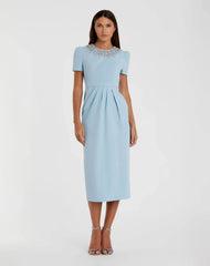 Rhinestone Neckline Dress